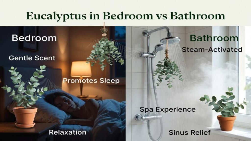 Eucalyptus in Bedroom vs Bathroom